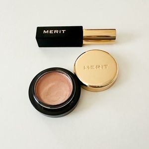 Merit LeGloss Sold Out Limited edition solo shadow sheen in Glacé and mascara